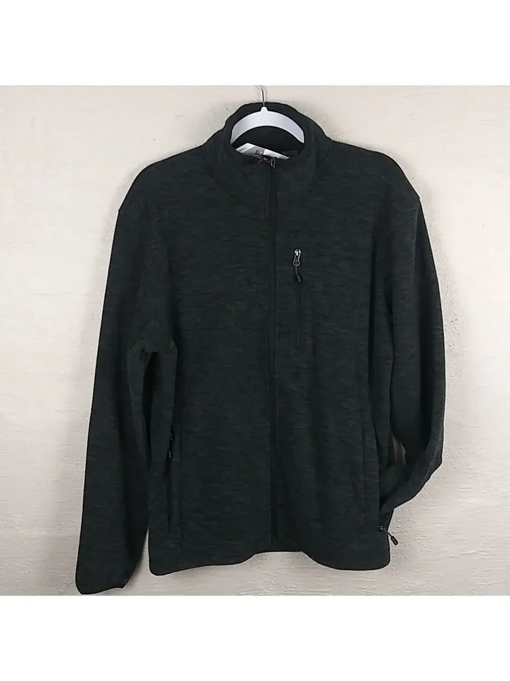 Free Country Microtech Fleece Black Gray Funnel Neck Long Sleeve 1/4 Zip Jacket